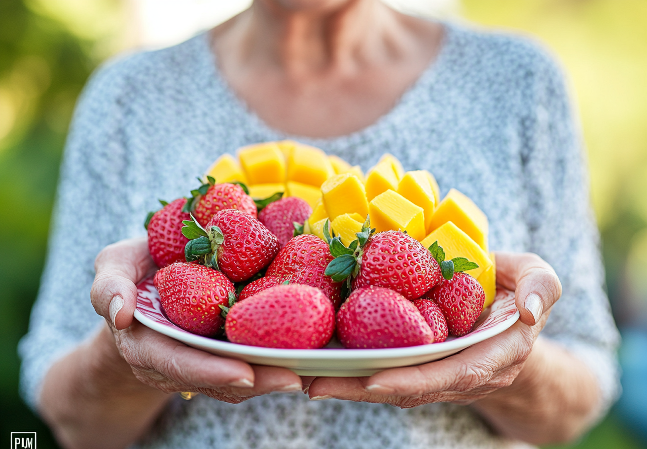 Активні старші люди насолоджуються здоровою їжею